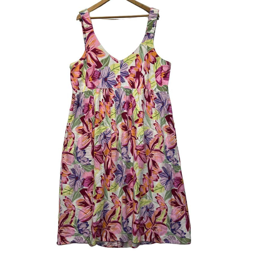 Edited Multicoloured Floral Linen Dress - Size 20