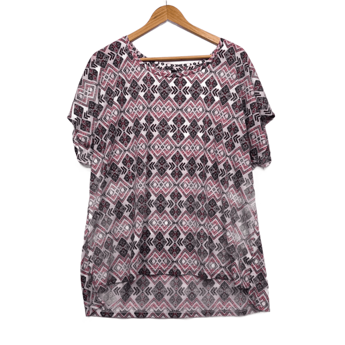 Edited Pink Black Plus Size Short Sleeve Blouse - Size 20