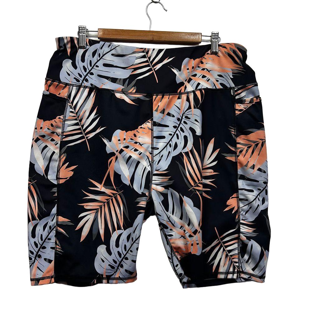 Elite Black Tropical Print Bike Shorts - Size 20