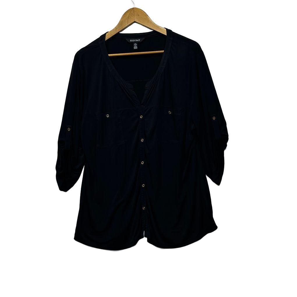 Ellen Tracy Black Button Up Top - Size XL