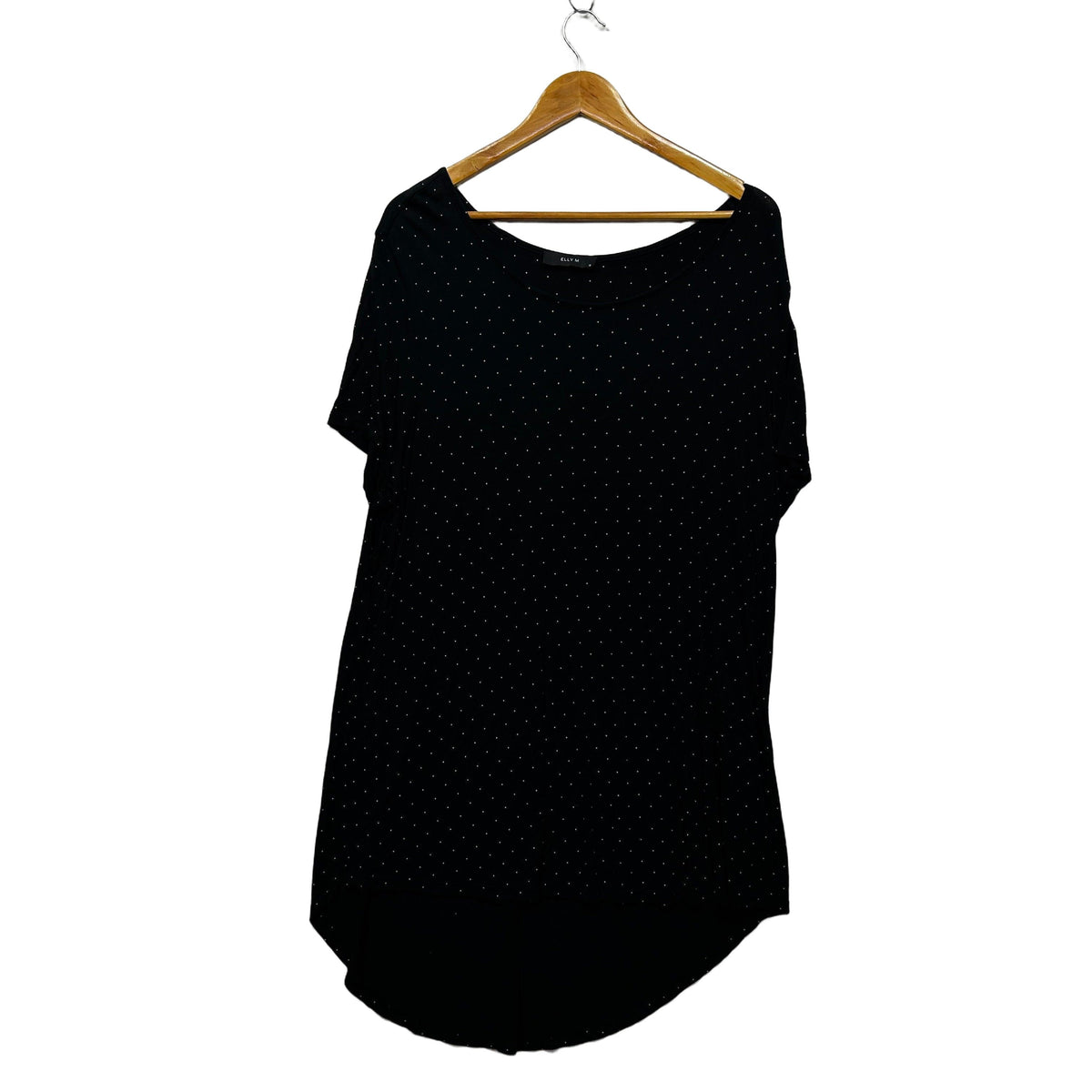Elly M Black Polka Dot T-Shirt Dress - Size 14