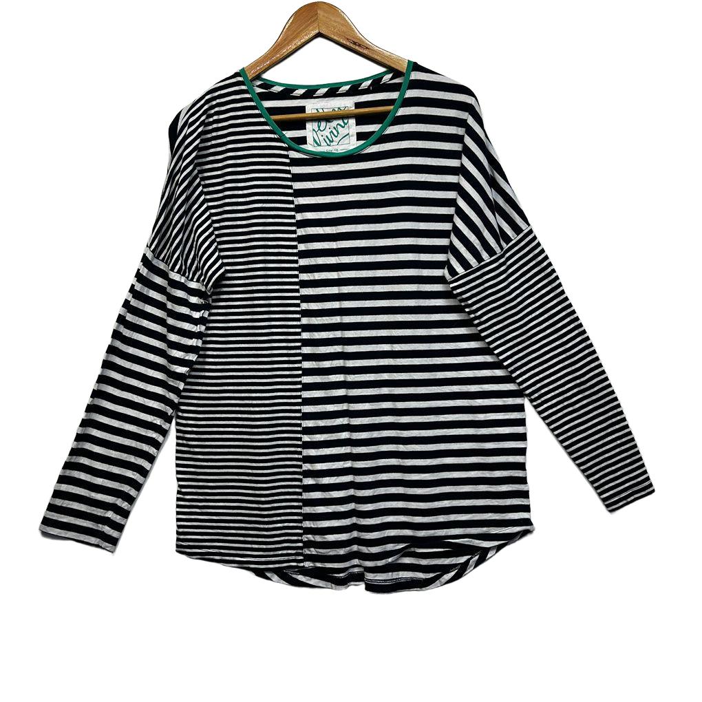Elm Living Navy Striped Cotton Top - Size 16