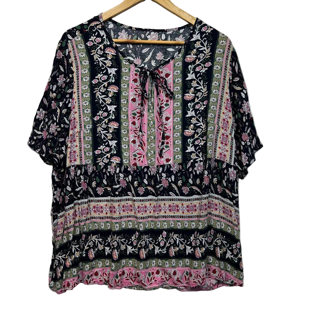 Emery Rose Black Floral Top - Size 4XL