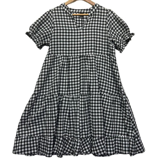Emery Rose Black Gingham Cotton Dress - Size L