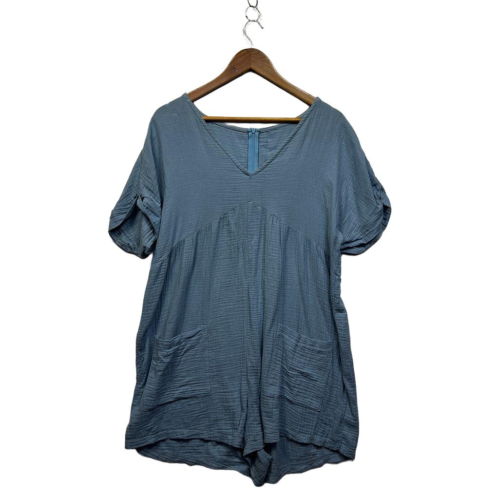 Emery Rose Blue Cotton Playsuit - Size L