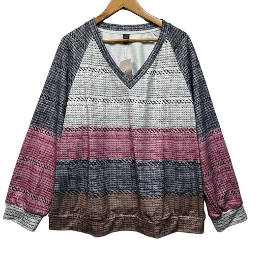 Emery Rose Multicoloured Striped Top - Size 4XL