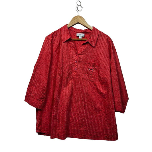 Established Coral Plus Size Cotton Top - Size 22