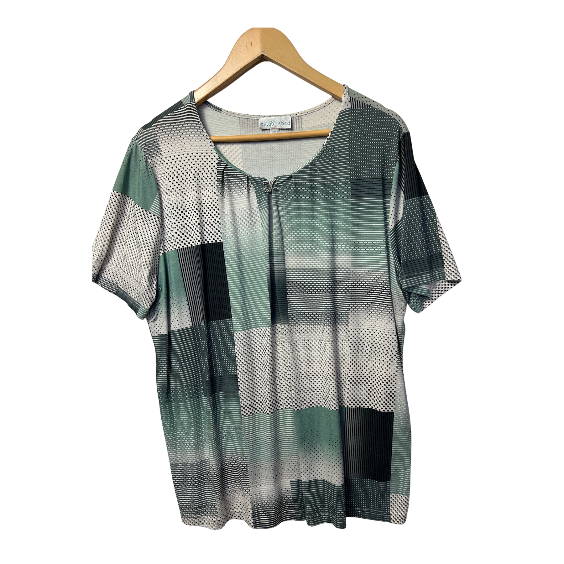 Established Green Check Top - Size 16