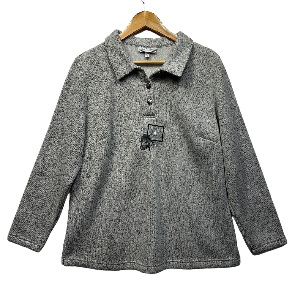Established Grey Cotton Embroidered Jumper - Size 16