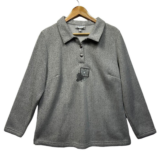 Established Grey Cotton Embroidered Jumper - Size 16