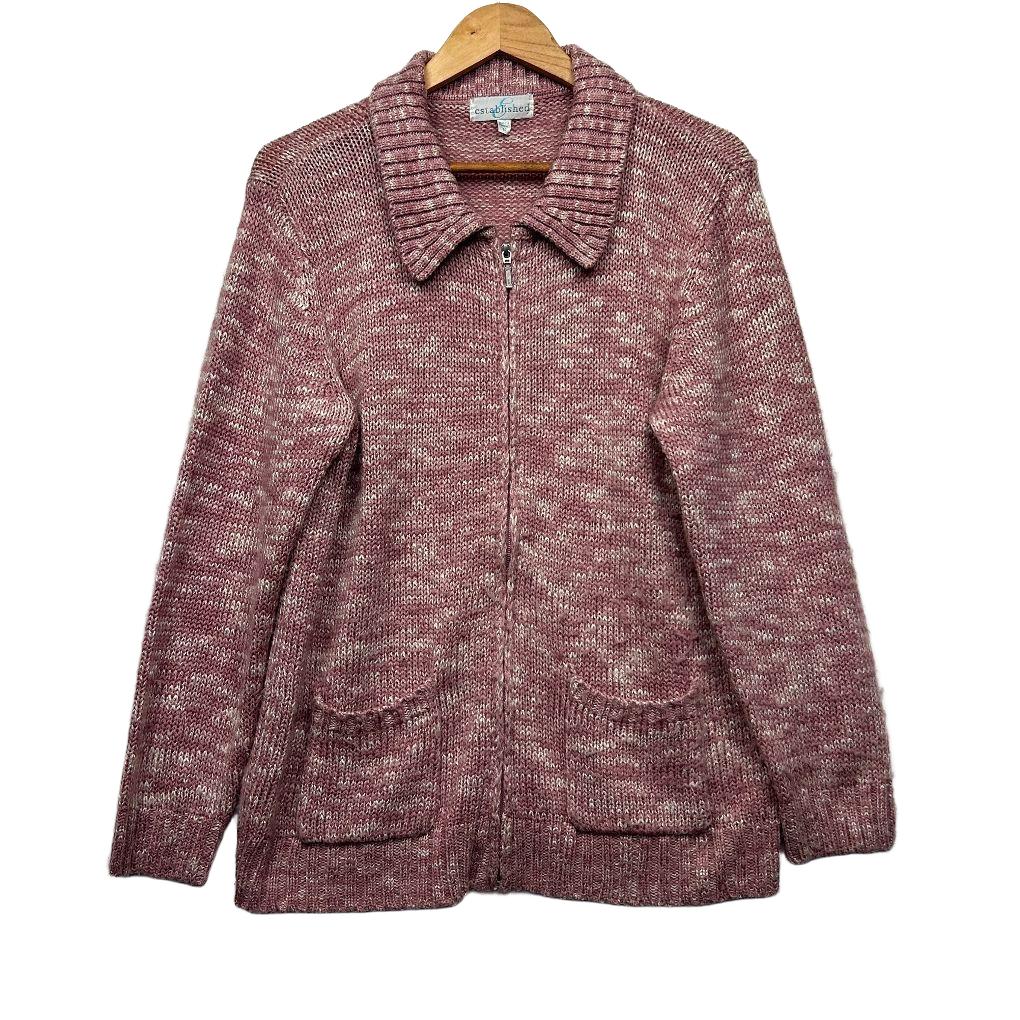 Established Pink Marled Cardigan - Size 16