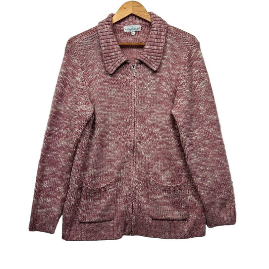 Established Pink Marled Cardigan - Size 16