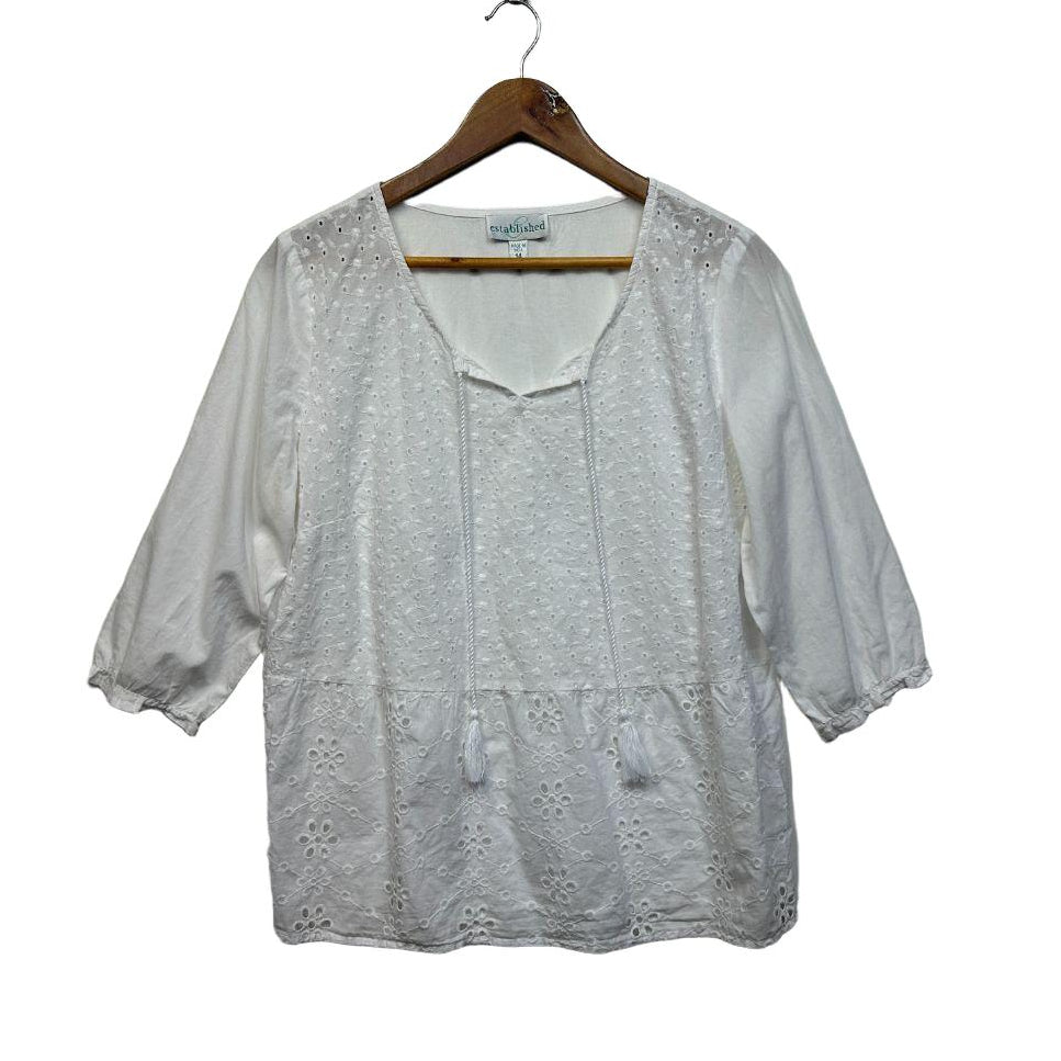 Established White Cotton Top - Size 14