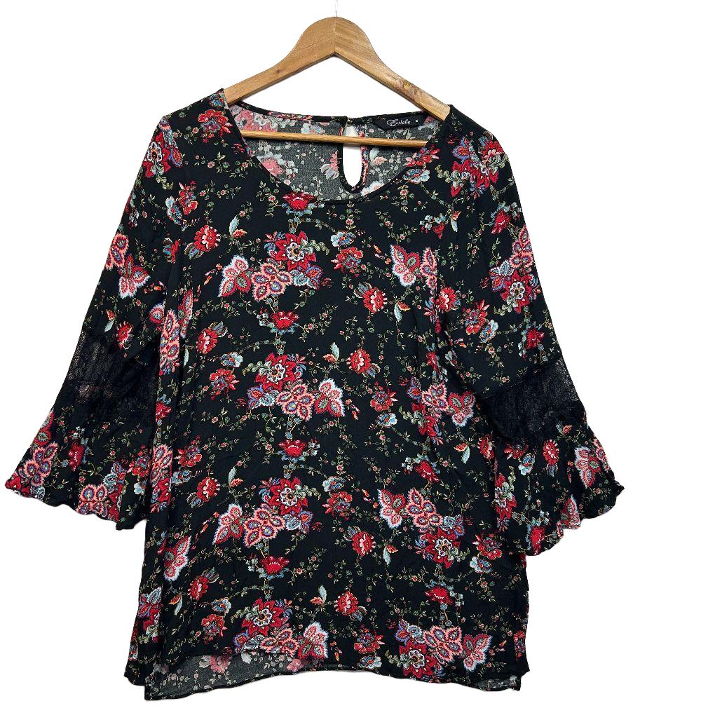 Estelle Black Floral Top - Size 16