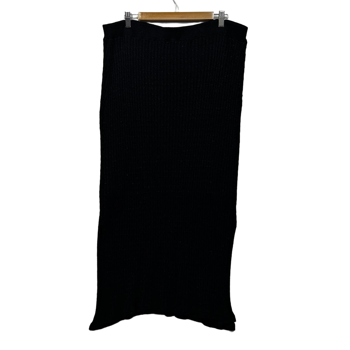 Estelle Black Plus Size Metallic Knit Maxi Skirt - Size 20
