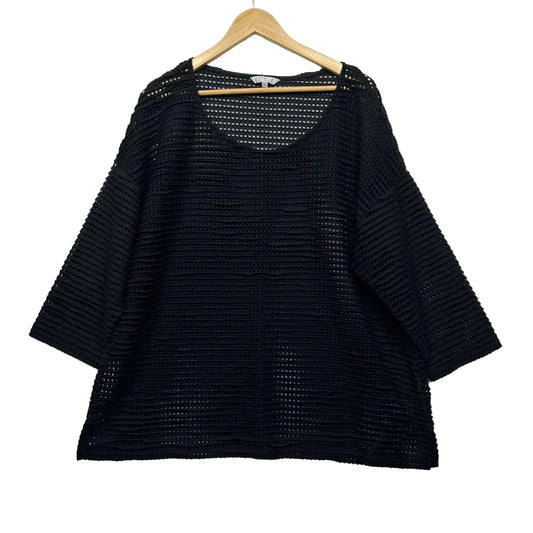 Estelle Black Sheer Crochet Top - Size 20