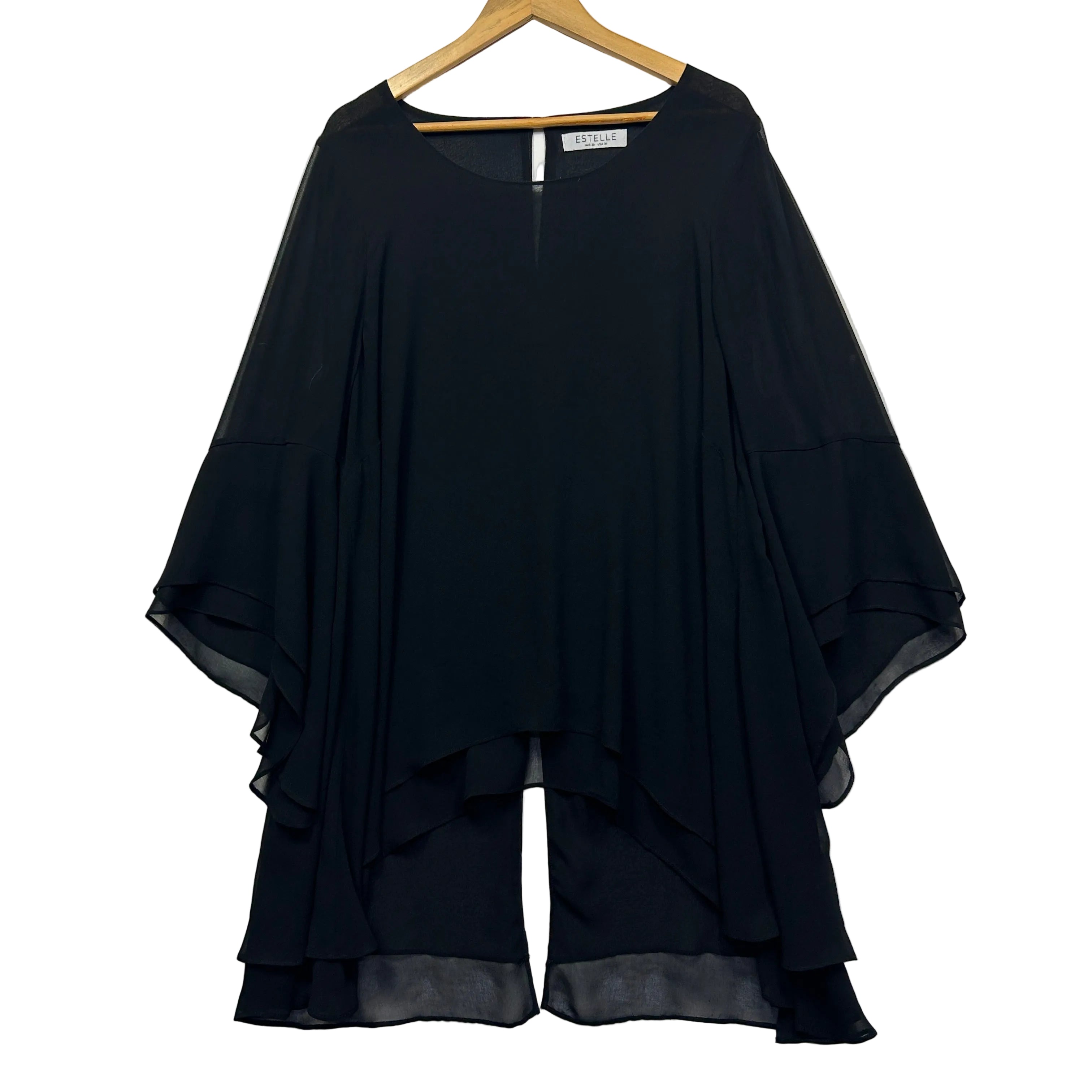 Estelle Black Sheer Overlay Top - Size 20