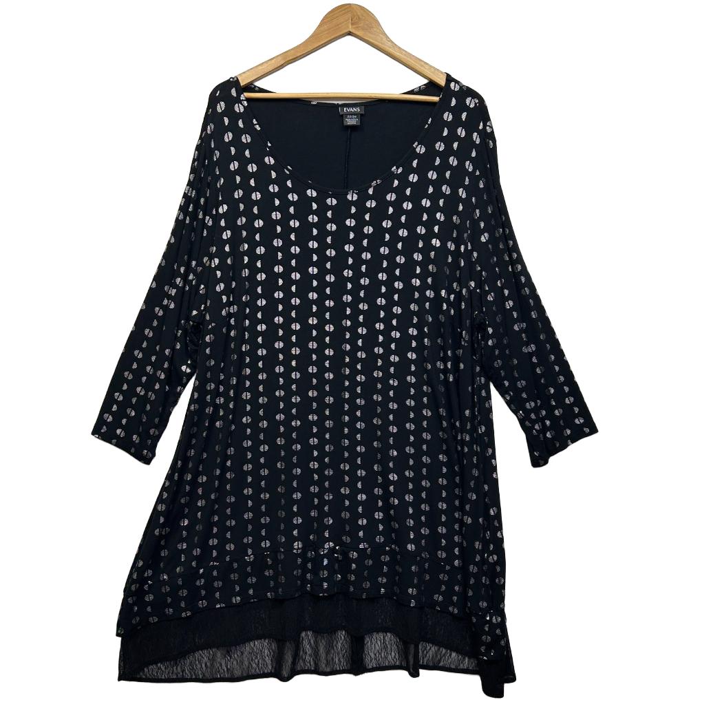 Evans Black Spotted Top - Size 22/24