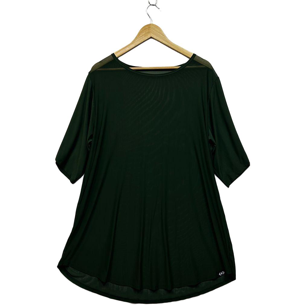 Exotica Green Plus Size Sheer Mesh Top - Size XXL
