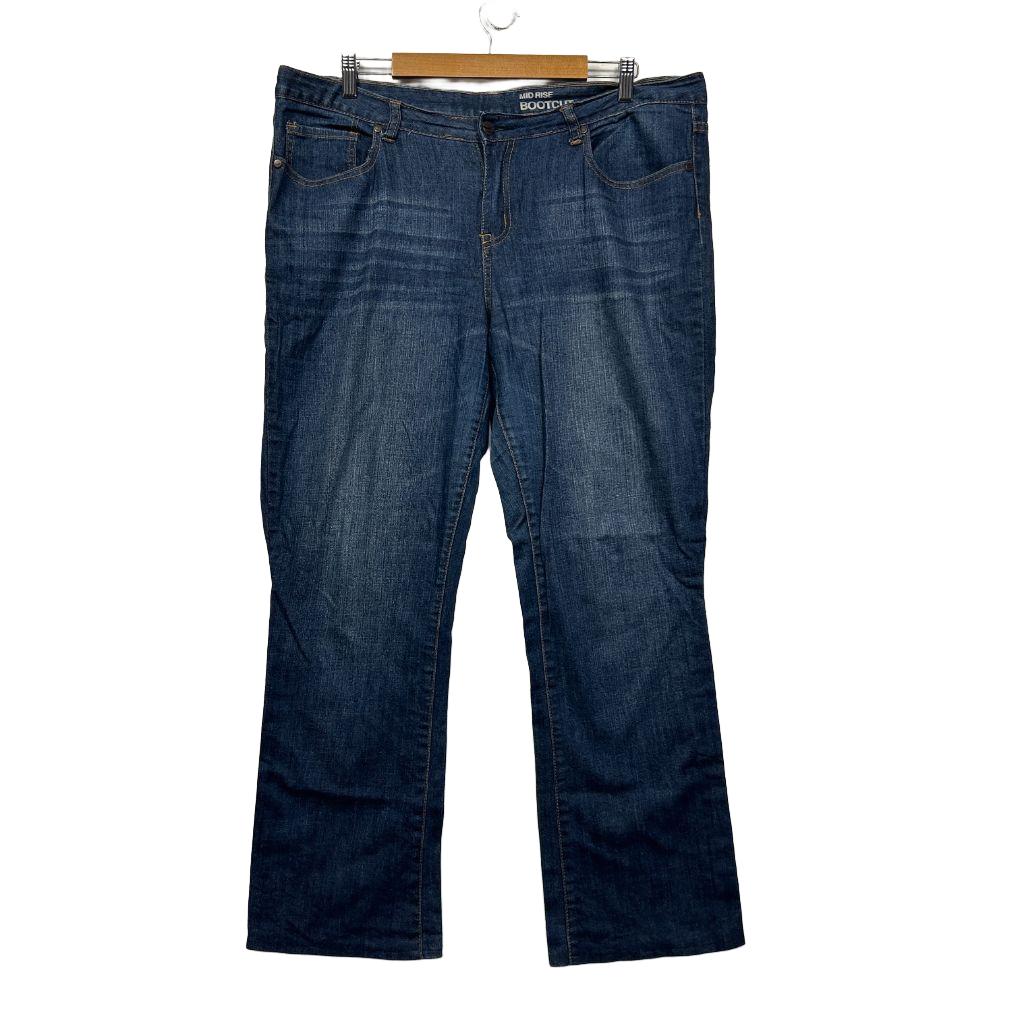 Expression Blue Denim Mid Rise Bootcut Jeans - Size 16