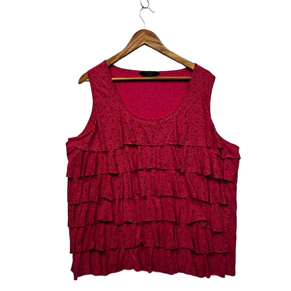 Expression Pink Plus Size Cotton Ruffle Sleeveless Top - Size 22
