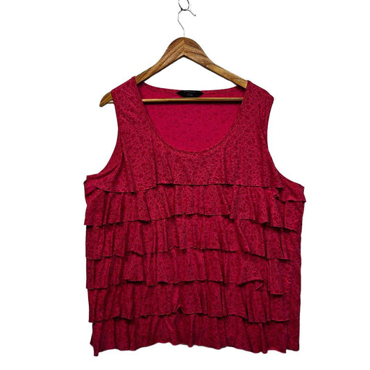 Expression Pink Plus Size Cotton Ruffle Sleeveless Top - Size 22