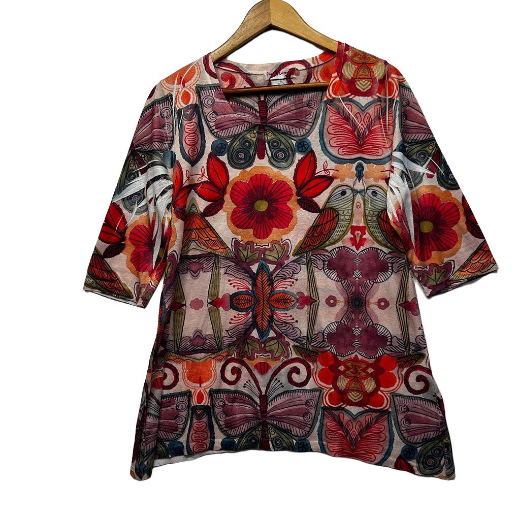 Fanny Lam Multicoloured Butterfly Print Top - Size 14