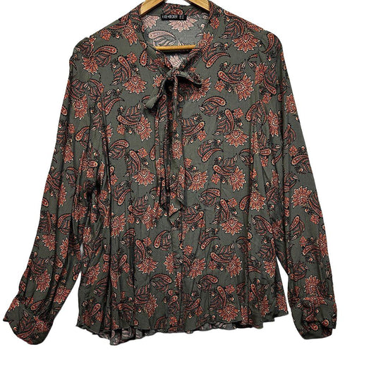Fate + Becker Khaki Paisley Top - Size 16