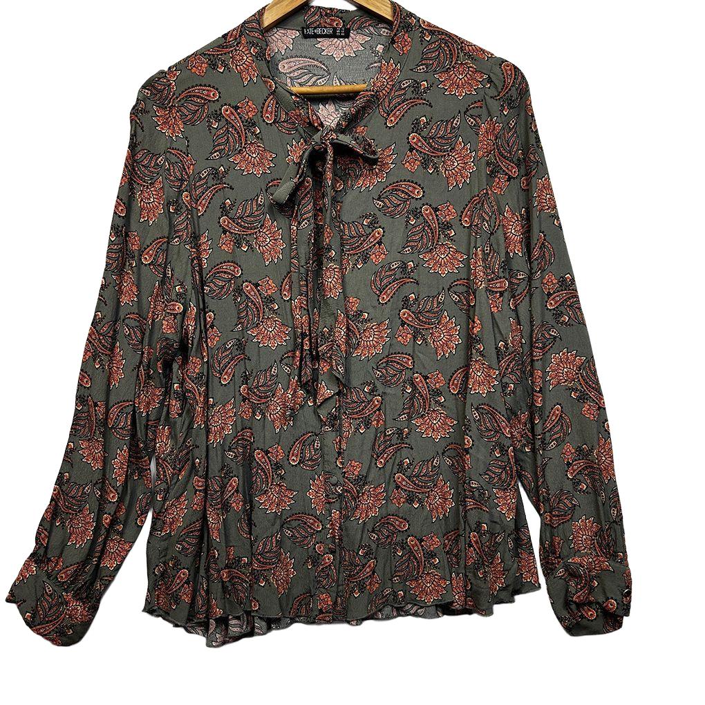 Fate + Becker Khaki Paisley Top - Size 16