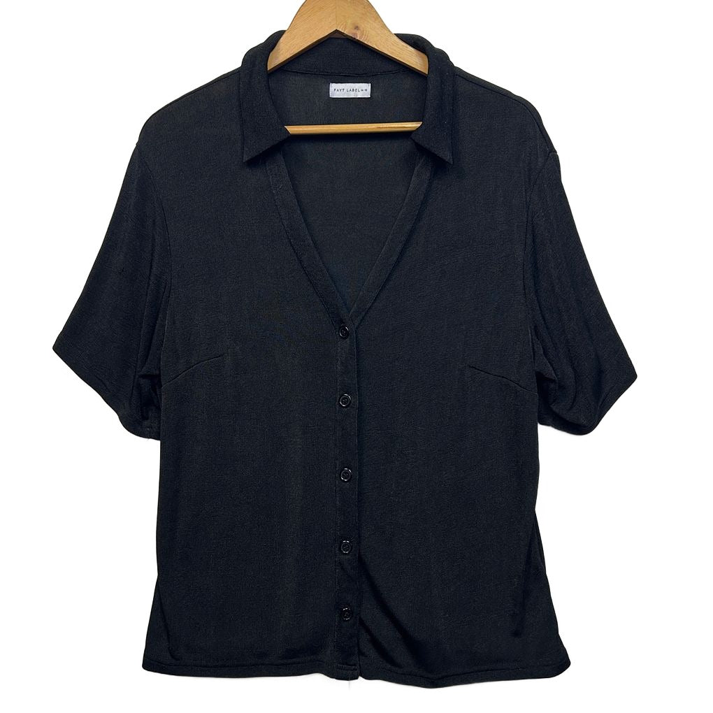 Fayt The Label Black Short Sleeve Shirt - Size 14-16