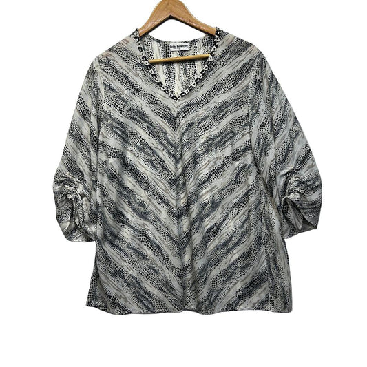 Fella Hamilton Grey Animal Print Plus Size Top - Size 18