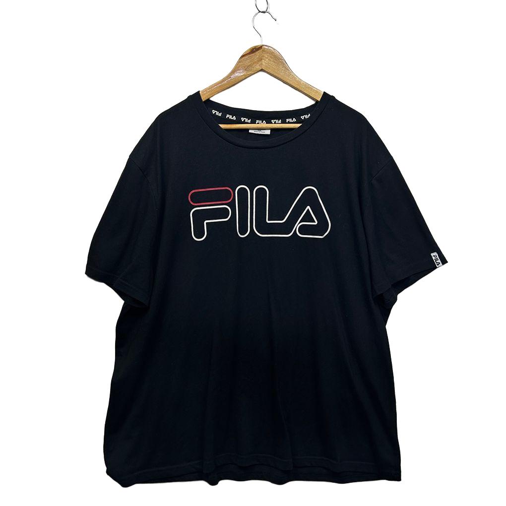 Fila Black Plus Size Cotton Logo Tee - Size 5XL