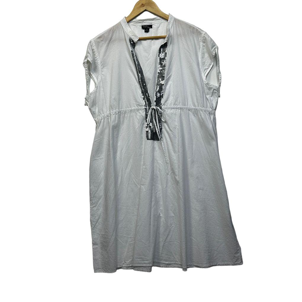Firefly White Sequins Cotton Dress - Size XXL