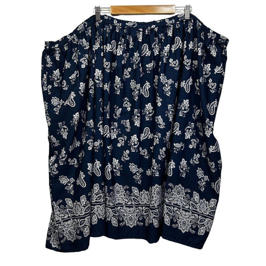 First Lady Fashion Navy Paisley Skirt - Size 26/28