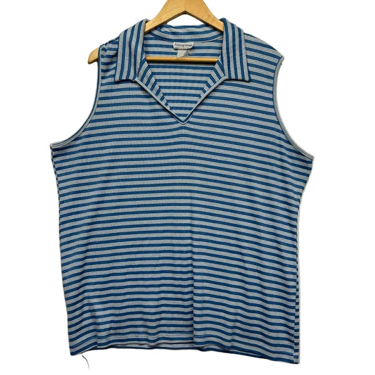 Vintage Fitting Image Blue Striped Top - Size 14/16