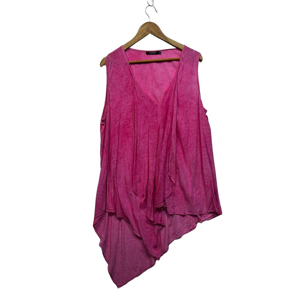 Flower Pink Sleeveless Tunic Top Top - Size 16