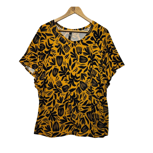 Taking Shape Mustard Print Casual Top - Size 18