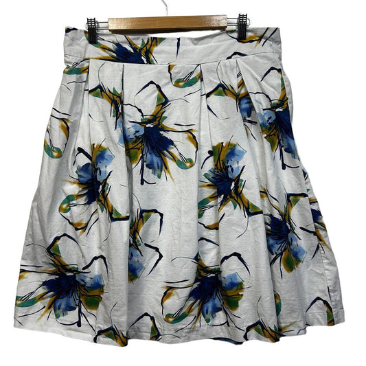 Forcast White Floral Cotton Skirt - Size 16
