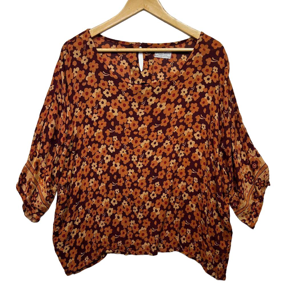 Free Love Tree of Life Brown Floral Top - One Size