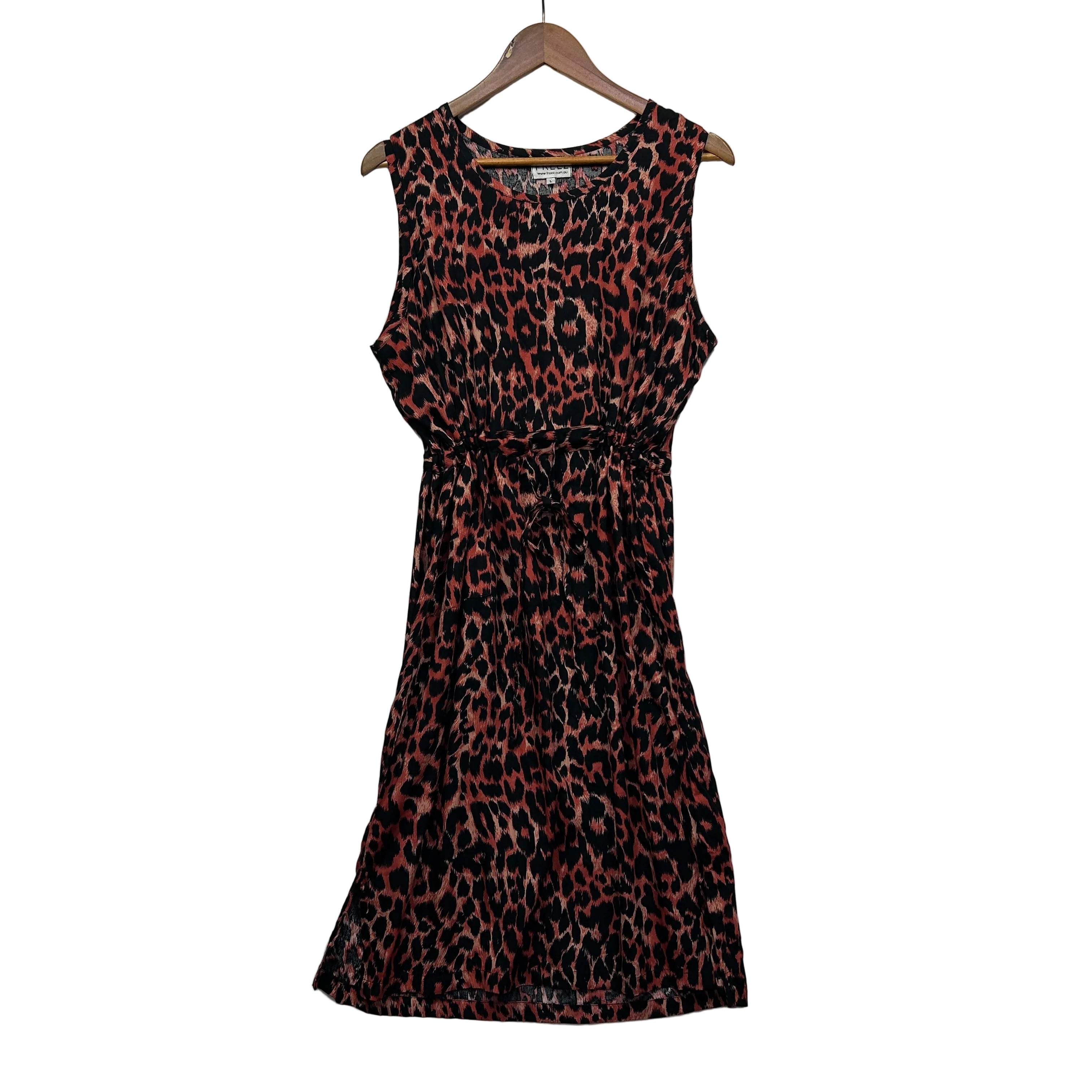 Freez Rayon Leopard Print Sleeveless Dress - Size L