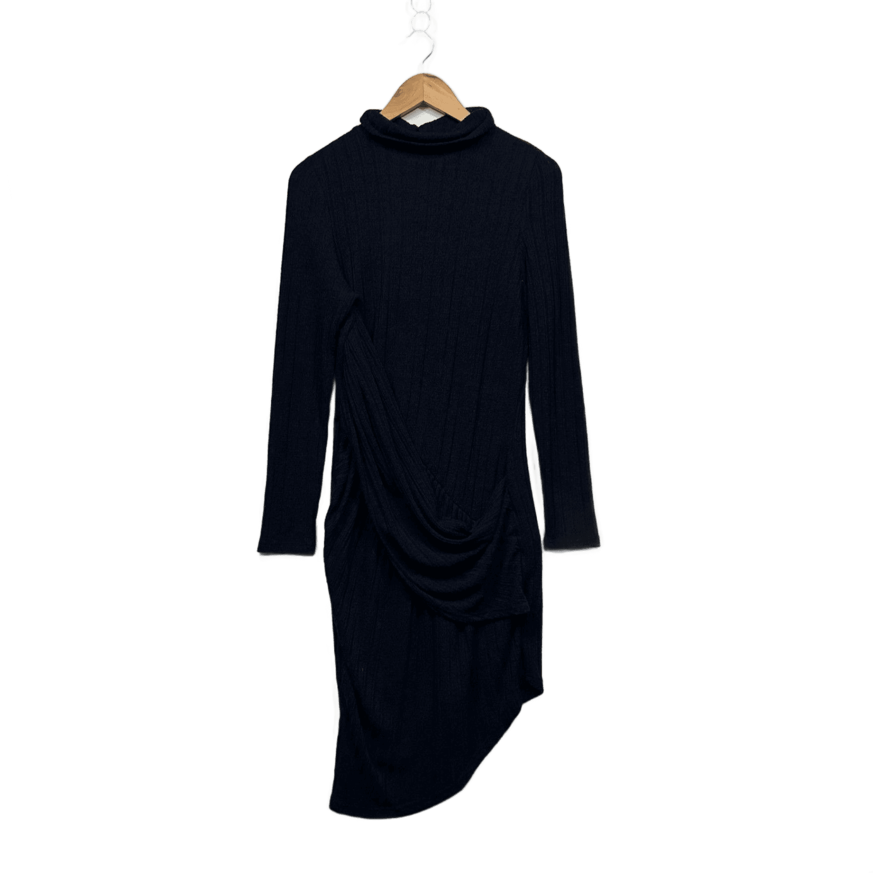 Fresh Soul Navy Knit Long Sleeve High Neck Bodycon Dress Size 16
