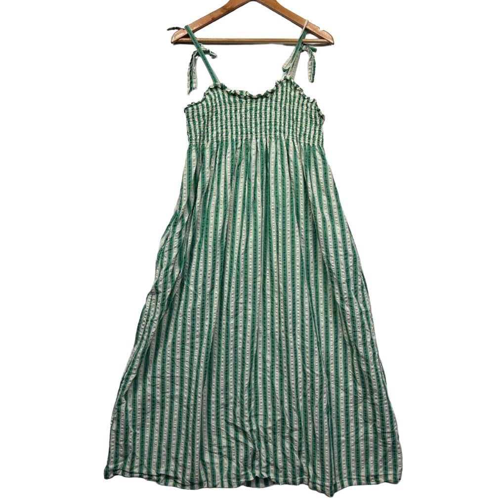 Ghanda Green Stripe Cotton Maxi Dress - Size  L