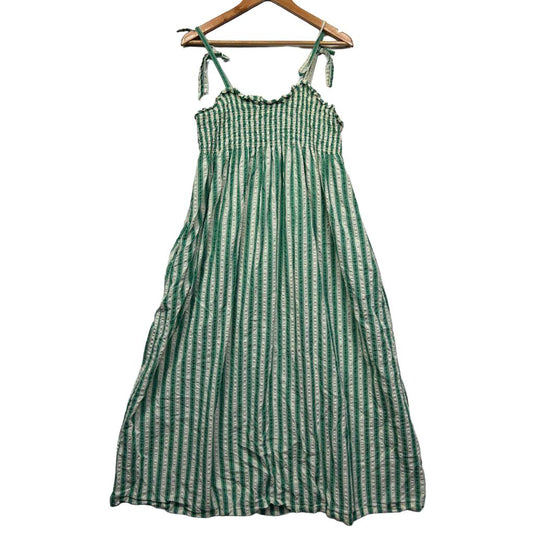 Ghanda Green Stripe Cotton Maxi Dress - Size L
