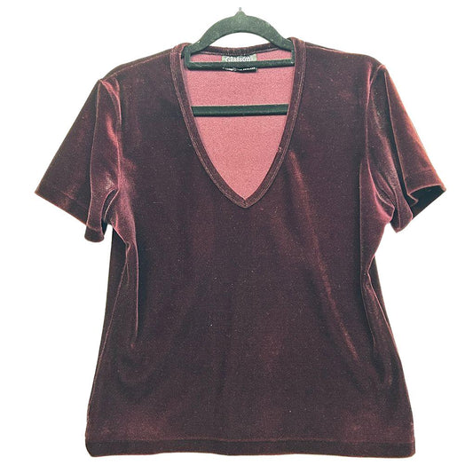 Glassons Burgundy Velvet Boho Top - Size 14