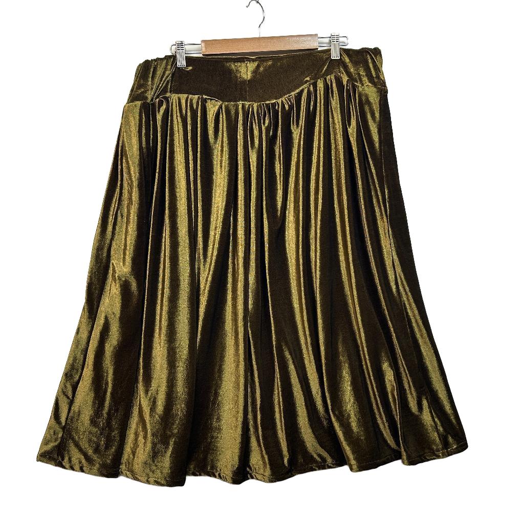 Handmade Olive Velvet Skirt - Size 18/20