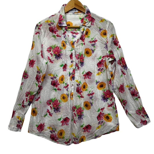 Goondiwindi Cotton White Floral Shirt - Size 16