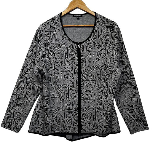 Gordon Smith Black White Cotton Peplum Top Jacket - Size XXL