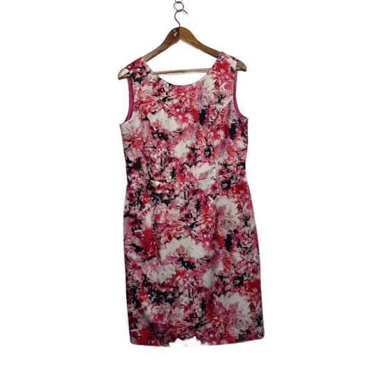 Grace Hill Pink Floral Print Sleeveless Pencil Dress - Size 14