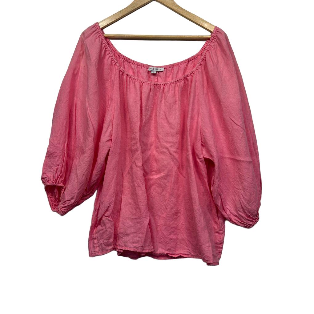 Suzanne Grae Linen Pink Linen Top - Size 14