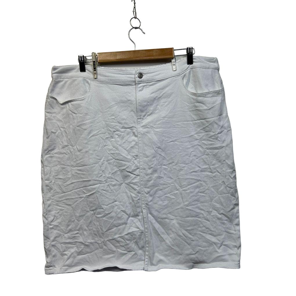 Suzanne Grae Denim White Cotton Skirt - Size 20